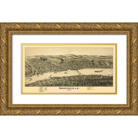 Brownsville Pennsylvania - Moyer 1902 Gold Ornate Wood Framed Art Print with Double Matting by Moyer