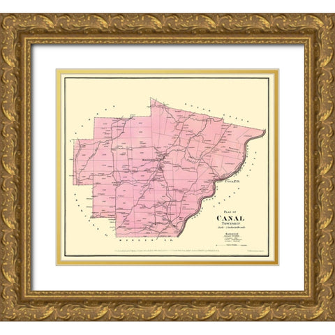 Canal Pennsylvania Landowner - Mayer 1865 Gold Ornate Wood Framed Art Print with Double Matting by Mayer
