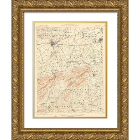 Carlisle Pennsylvania Quad - USGS 1904 Gold Ornate Wood Framed Art Print with Double Matting by USGS