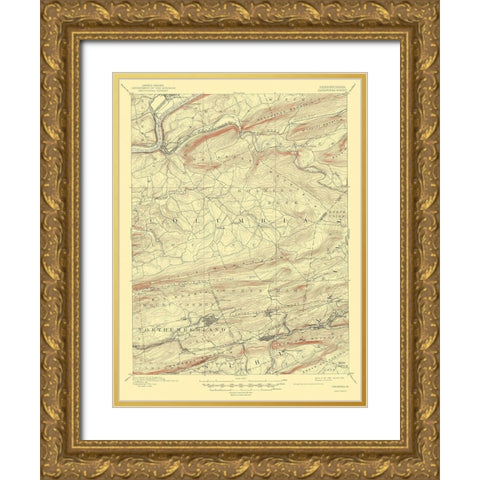 Catawissa Pennsylvania Quad - USGS 1894 Gold Ornate Wood Framed Art Print with Double Matting by USGS