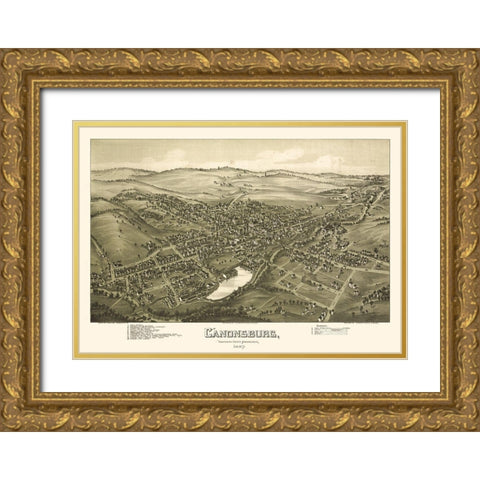Canonsburg Pennsylvania - Fowler 1897 Gold Ornate Wood Framed Art Print with Double Matting by Fowler