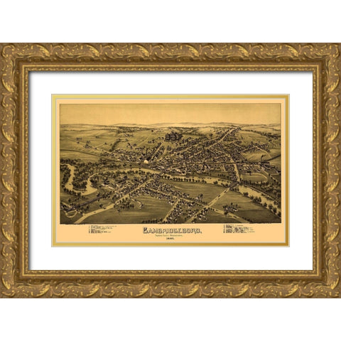 Cambridgeboro Pennsylvania - Fowler 1895 Gold Ornate Wood Framed Art Print with Double Matting by Fowler