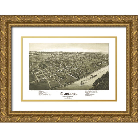 Charleroi Pennsylvania - Moyer 1897 Gold Ornate Wood Framed Art Print with Double Matting by Moyer