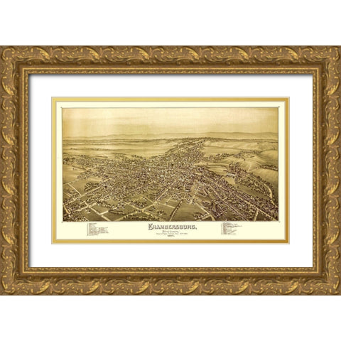 Chambersburg Pennsylvania - Moyer 1894 Gold Ornate Wood Framed Art Print with Double Matting by Moyer