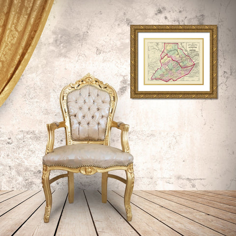 Clinton Centre Pennsylvania - Walling 1872 Gold Ornate Wood Framed Art Print with Double Matting by Walling