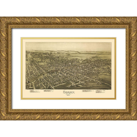Corry Pennsylvania - Moyer 1895 Gold Ornate Wood Framed Art Print with Double Matting by Moyer