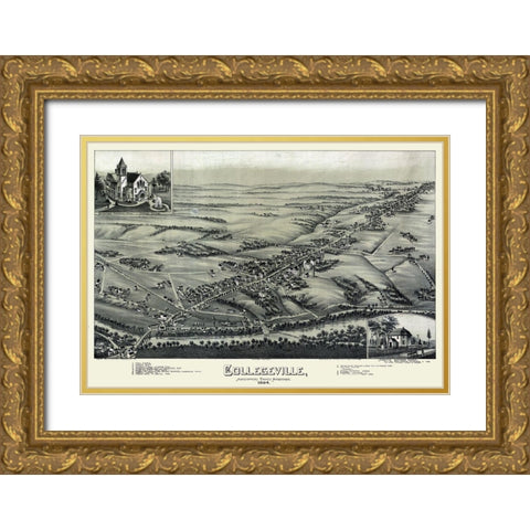 Collegeville Pennsylvania - Moyer 1894 Gold Ornate Wood Framed Art Print with Double Matting by Moyer