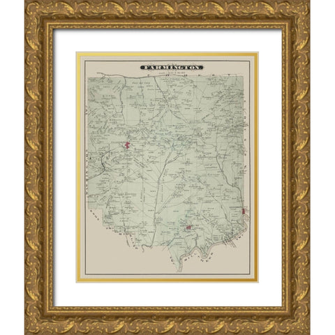 Farmington Pennsylvania Landowner - Caldwell 1877 Gold Ornate Wood Framed Art Print with Double Matting by Caldwell