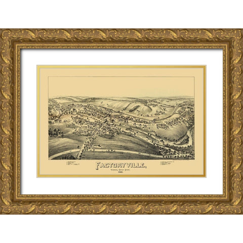 Factoryville Pennsylvania - Fowler 1891 Gold Ornate Wood Framed Art Print with Double Matting by Fowler