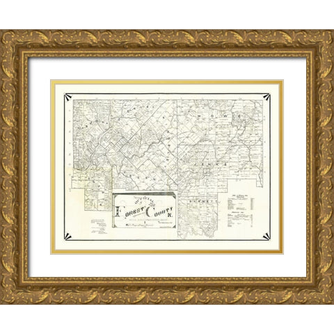 Forest County Pennsylvania - Whittekin 1895 Gold Ornate Wood Framed Art Print with Double Matting by Whittekin