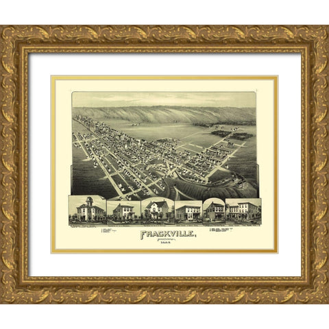 Frackville Pennsylvania - Fowler 1889 Gold Ornate Wood Framed Art Print with Double Matting by Fowler