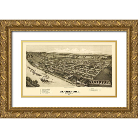 Glassport Pennsylvania - Fowler 1902 Gold Ornate Wood Framed Art Print with Double Matting by Fowler