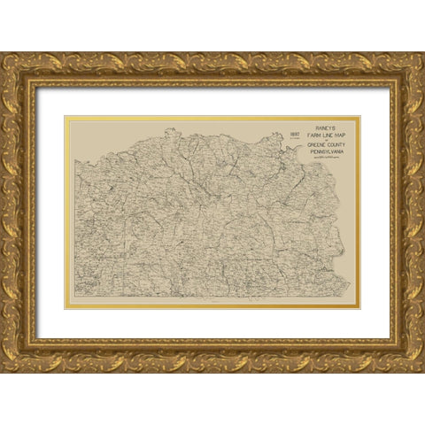 Greene County Pennsylvania - Rainey 1897 Gold Ornate Wood Framed Art Print with Double Matting by Rainey