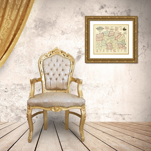 Greene County Pennsylvania - McConnell 1865 Gold Ornate Wood Framed Art Print with Double Matting by McConnell