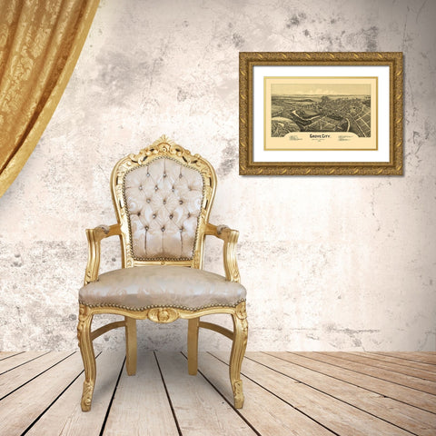Grove City Pennsylvania - Fowler 1901 Gold Ornate Wood Framed Art Print with Double Matting by Fowler