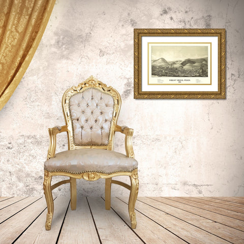 Great Bend Pennsylvania - Burleigh 1887 Gold Ornate Wood Framed Art Print with Double Matting by Burleigh