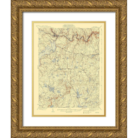 Hawley Pennsylvania Quad - USGS 1938 Gold Ornate Wood Framed Art Print with Double Matting by USGS