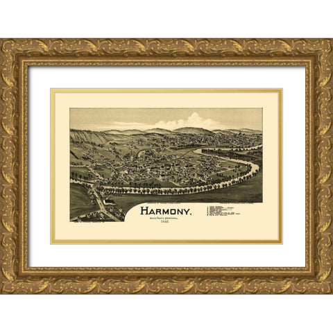 Harmony Pennsylvania - Fowler 1901 Gold Ornate Wood Framed Art Print with Double Matting by Fowler