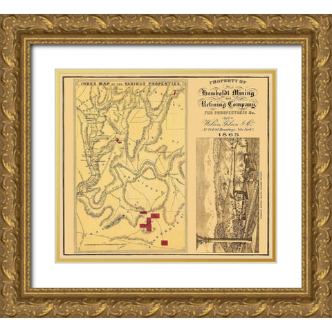 Humboldt Mining Refining Company PA - Gibson 1865 Gold Ornate Wood Framed Art Print with Double Matting by Gibson
