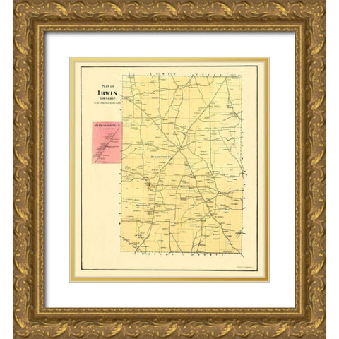 Irwin Pennsylvania Landowner - Mayer 1865 Gold Ornate Wood Framed Art Print with Double Matting by Mayer