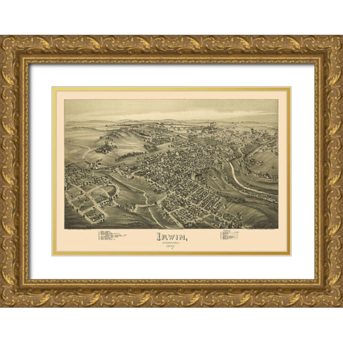 Irwin Pennsylvania - Fowler 1897 Gold Ornate Wood Framed Art Print with Double Matting by Fowler