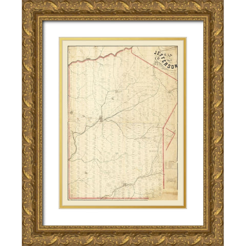 Jefferson County Pennsylvania - Gillespie 1857 Gold Ornate Wood Framed Art Print with Double Matting by Gillespie