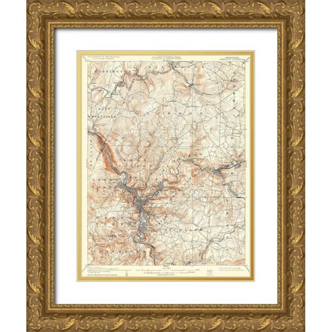 Johnstown Pennsylvania Quad - USGS 1907 Gold Ornate Wood Framed Art Print with Double Matting by USGS