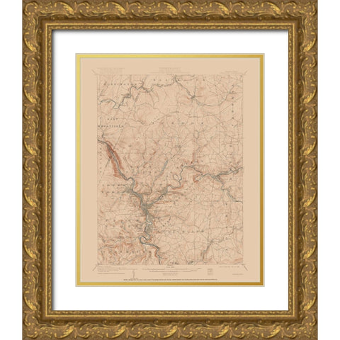 Johnstown Pennsylvania Quad - USGS 1907 Gold Ornate Wood Framed Art Print with Double Matting by USGS
