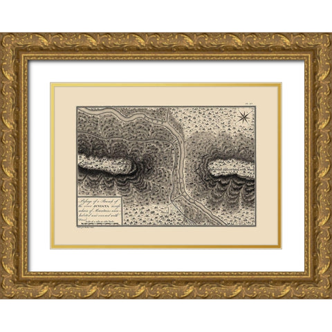 Juniata River Branch, Pennsylvania - Collot 1796 Gold Ornate Wood Framed Art Print with Double Matting by Collot