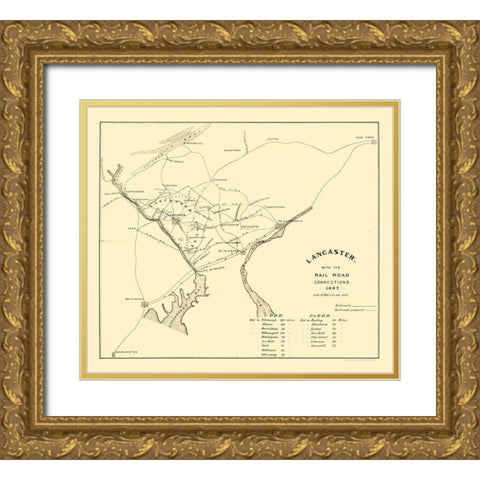 Lancaster Pennsylvania -1887 Gold Ornate Wood Framed Art Print with Double Matting by Unknown
