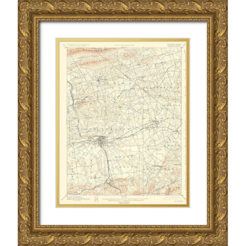 Lebanon Pennsylvania Quad - USGS 1899 Gold Ornate Wood Framed Art Print with Double Matting by USGS