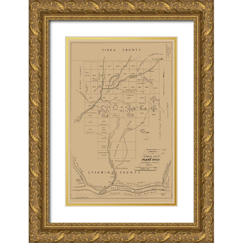 Lycoming County Pennsylvania - Kollner 1855 Gold Ornate Wood Framed Art Print with Double Matting by Kollner