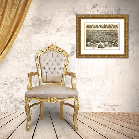 Mahanoy City Pennsylvania - Fowler 1889 Gold Ornate Wood Framed Art Print with Double Matting by Fowler