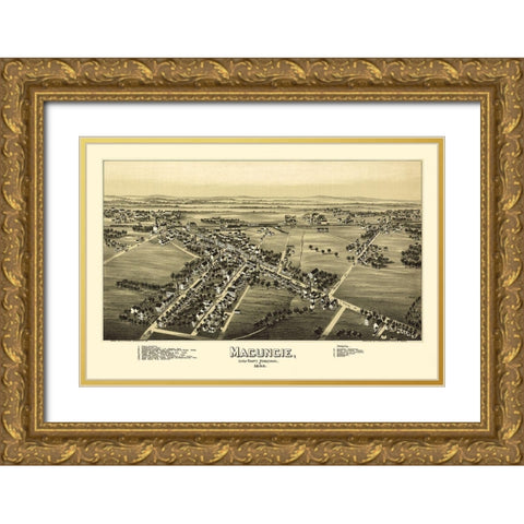 Macungie Pennsylvania - Fowler 1893 Gold Ornate Wood Framed Art Print with Double Matting by Fowler