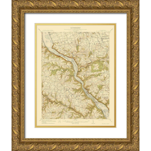 Mccalls Ferry Pennsylvania Quad - USGS 1912 Gold Ornate Wood Framed Art Print with Double Matting by USGS