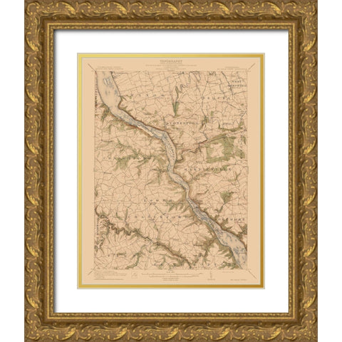 McCalls Ferry Pennsylvania Quad - USGS 1954 Gold Ornate Wood Framed Art Print with Double Matting by USGS