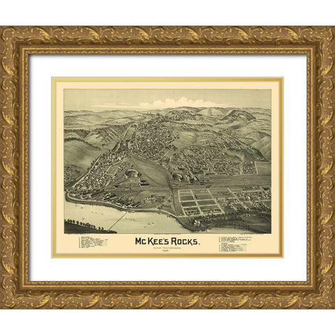 McKees Rocks Pennsylvania - Fowler 1901 Gold Ornate Wood Framed Art Print with Double Matting by Fowler