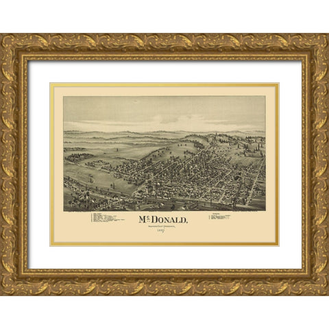 McDonald Pennsylvania - Fowler 1897 Gold Ornate Wood Framed Art Print with Double Matting by Fowler