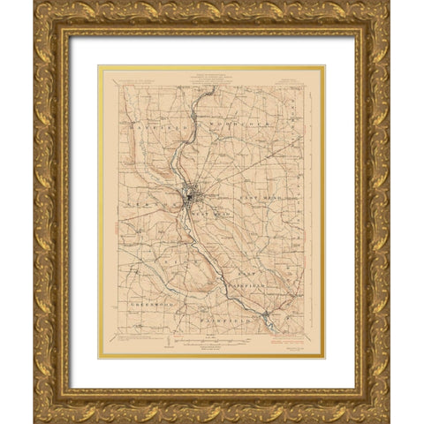 Meadville Pennsylvania Quad - USGS 1923 Gold Ornate Wood Framed Art Print with Double Matting by USGS