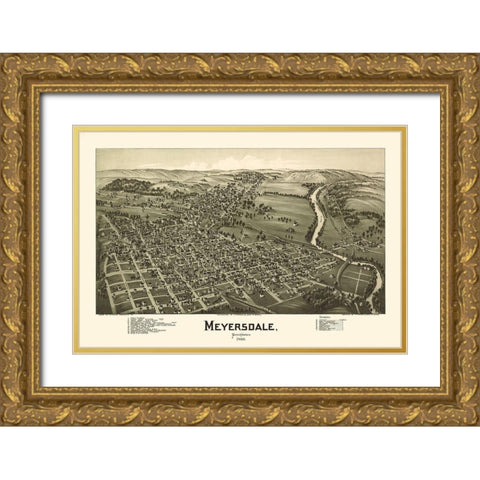Meyersdale Pennsylvania - Fowler 1900 Gold Ornate Wood Framed Art Print with Double Matting by Fowler