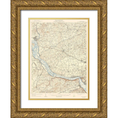 Middletown Pennsylvania Quad - USGS 1908 Gold Ornate Wood Framed Art Print with Double Matting by USGS