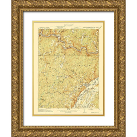 Milford New York New Jersey Quad - USGS 1915 Gold Ornate Wood Framed Art Print with Double Matting by USGS