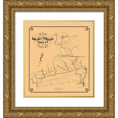 Mine Hill and Schuylkill Haven Railroad 1857 Gold Ornate Wood Framed Art Print with Double Matting by Duval