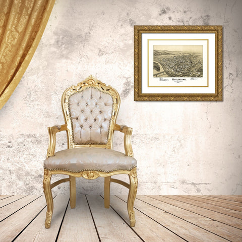 Mifflintown Pennsylvania - Fowler 1895 Gold Ornate Wood Framed Art Print with Double Matting by Fowler