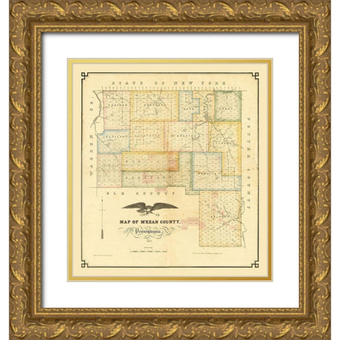 MKean County Pennsylvania - Kollner 1857 Gold Ornate Wood Framed Art Print with Double Matting by Kollner