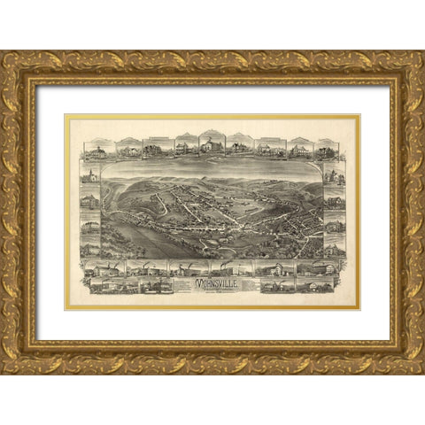 Mohnsville Pennsylvania - Bailey 1898 Gold Ornate Wood Framed Art Print with Double Matting by Bailey