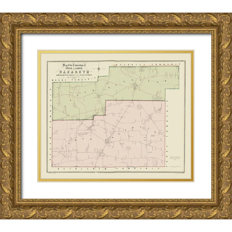 Nazareth Pennsylvania - Sidney 1850 Gold Ornate Wood Framed Art Print with Double Matting by Sidney