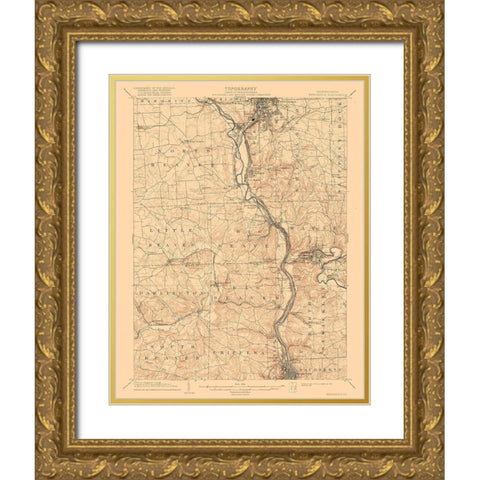 New Castle Pennsylvania Quad - USGS 1904 Gold Ornate Wood Framed Art Print with Double Matting by USGS