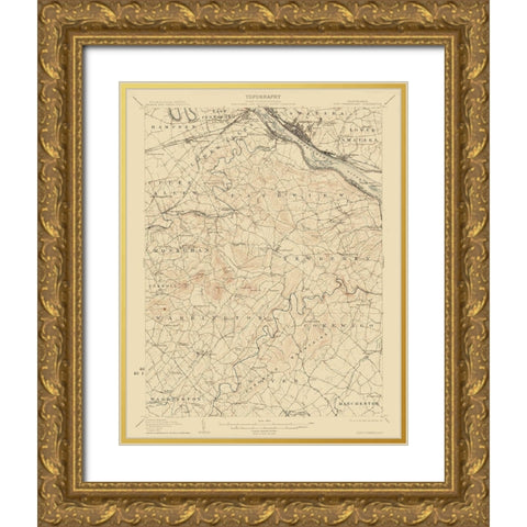 New Cumberland Pennsylvania Quad - USGS 1906 Gold Ornate Wood Framed Art Print with Double Matting by USGS
