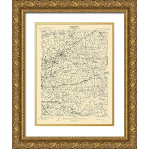 New Holland Pennsylvania Quad - USGS 1906 Gold Ornate Wood Framed Art Print with Double Matting by USGS